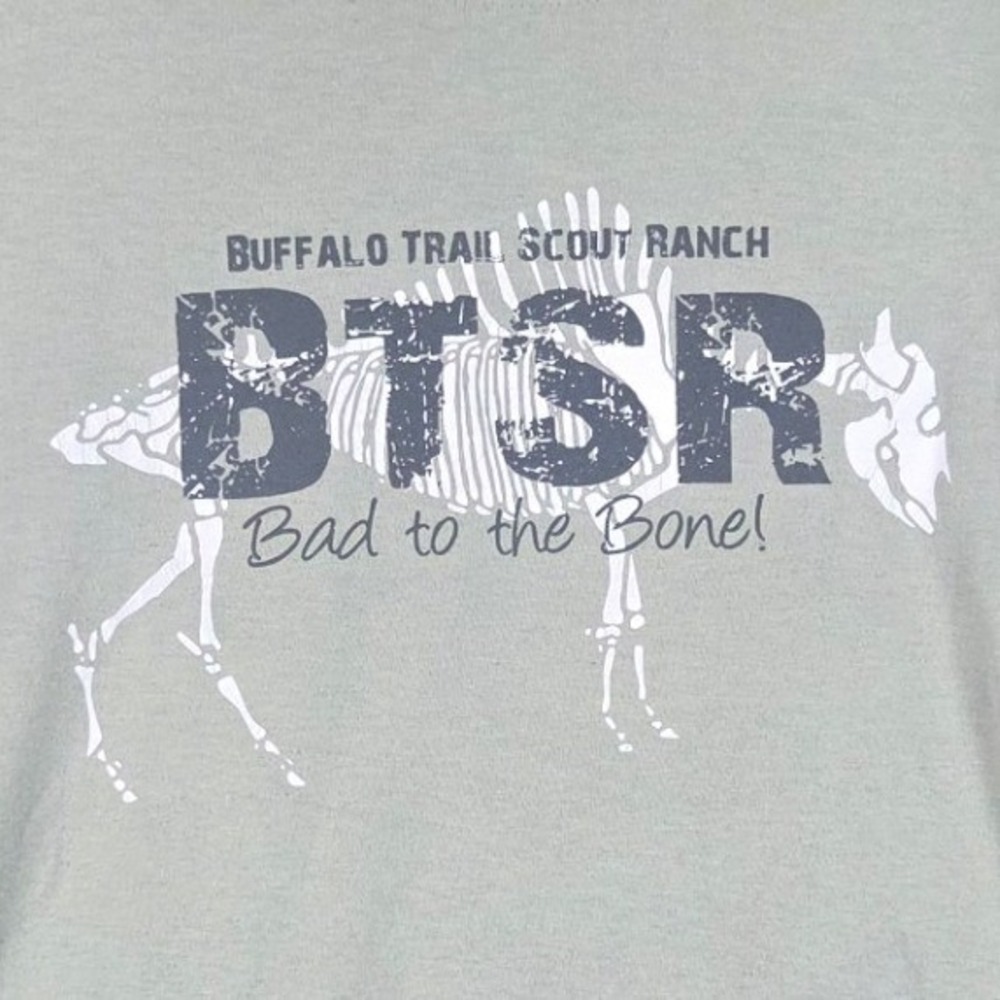Hanes T-Shirt Mens XL Green Buffalo Trail Scout Ranch BTSR Bad to the Bone Tee